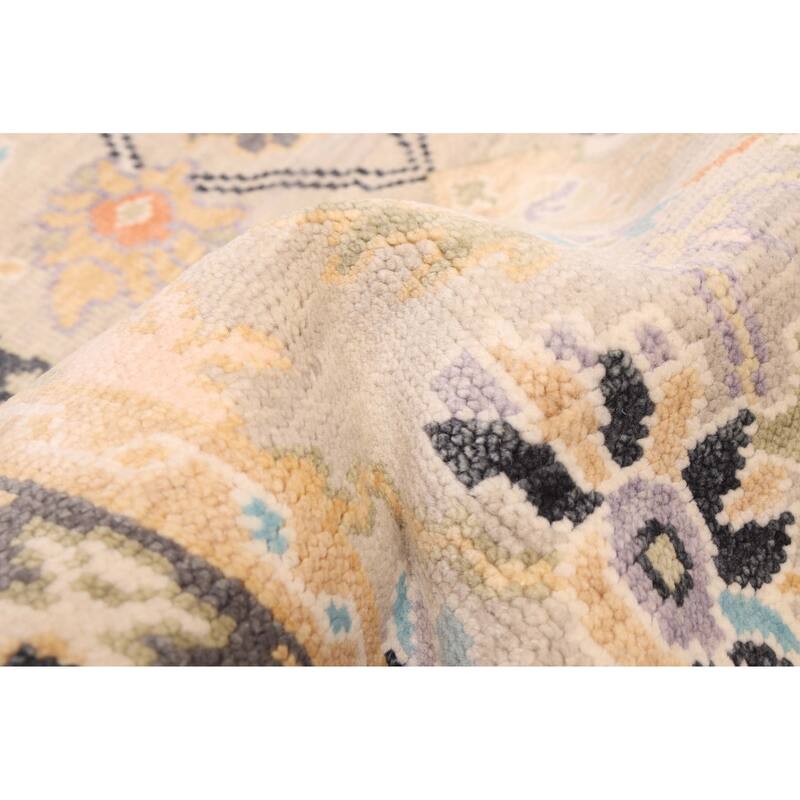 ECARPETGALLERY Hand-knotted Modern Oushak Light Grey Wool Rug - 4'1 x 6'2