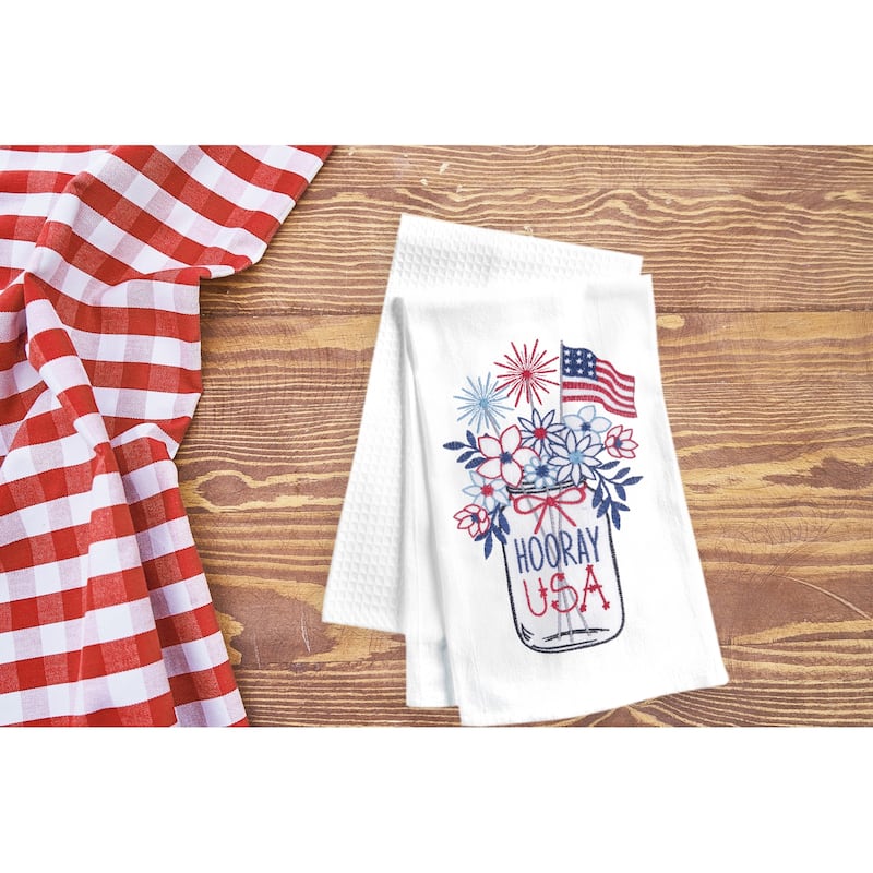 Hooray U.S.A. Flowers Embroidered Cotton Kitchen Kitchen Towel