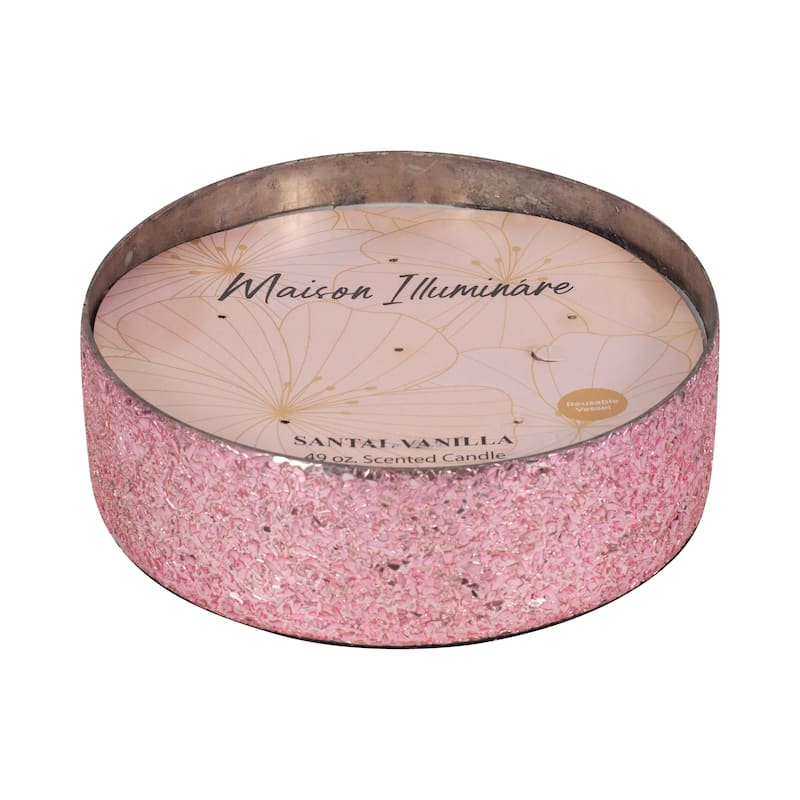 Sagebrook Home Glass, 8" 49 Oz Crackled Bowl Scented Candle, 3"H - 8" x 8" x 3"