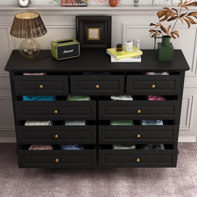 55.1"W 9-Drawer Dresser: Spacious and Sleek Design Chest Lacquer