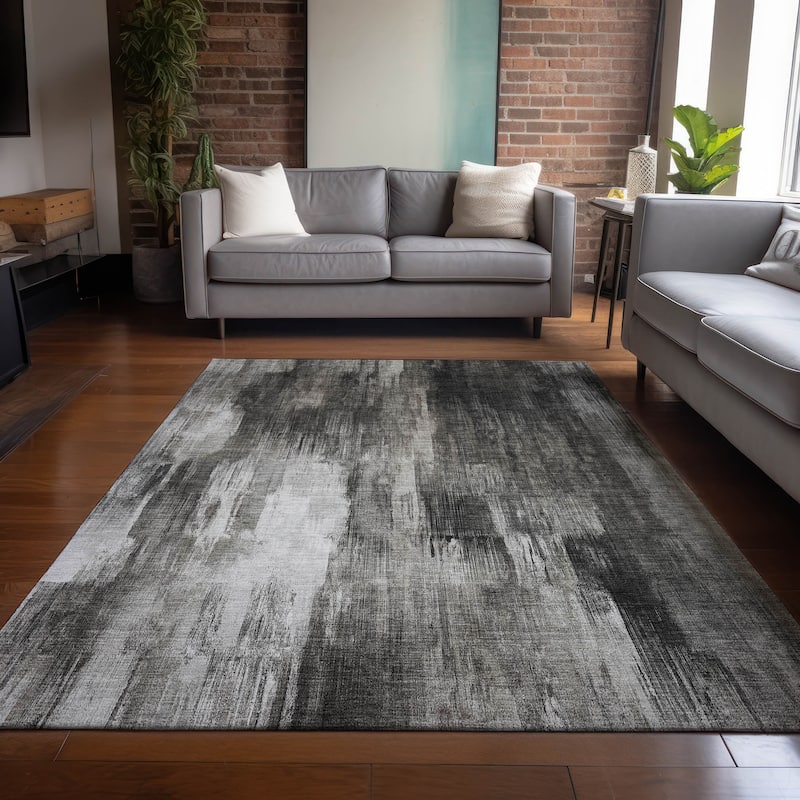 Machine Washable Indoor/ Outdoor Modern Ombre Chantille Rug - Gray - 9' x 12'