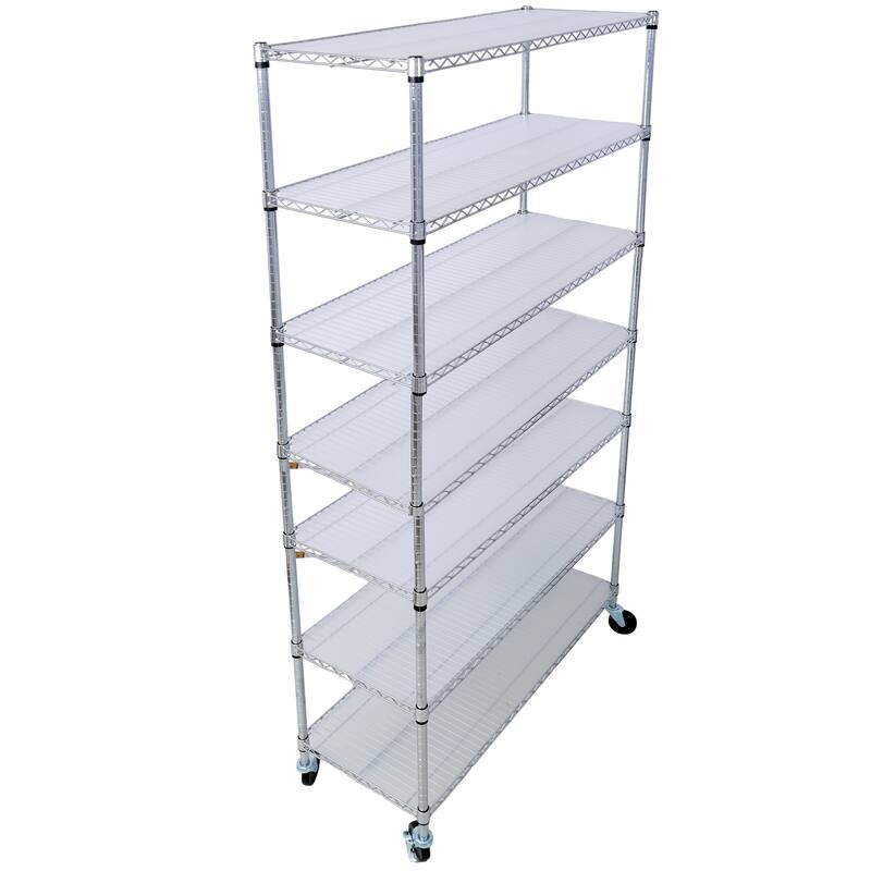 2450lbs Heavy Duty Adjustable Storage Rack with Wheels & Shelf Liners