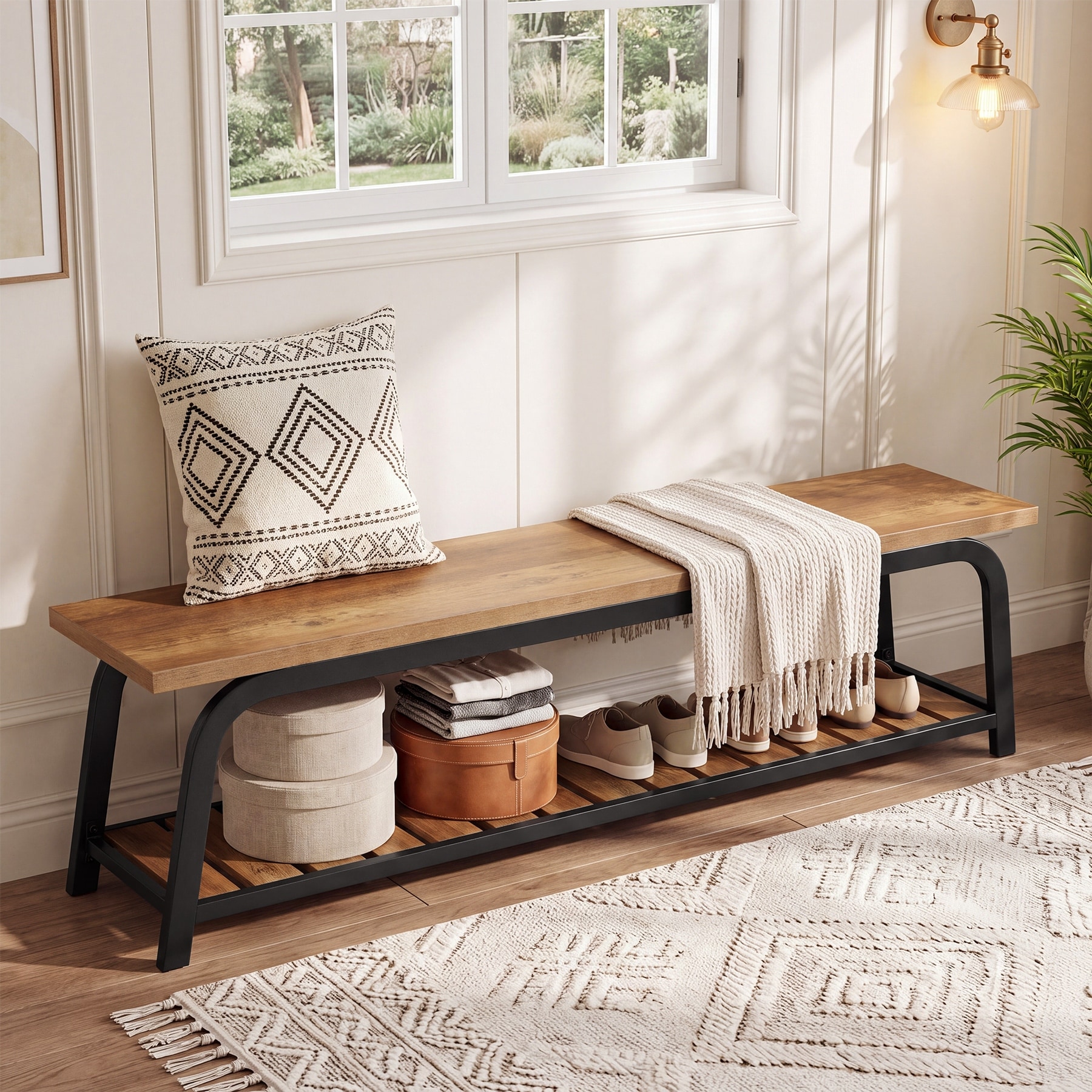 63 Inch Long Industrial Shoe Storage Bench