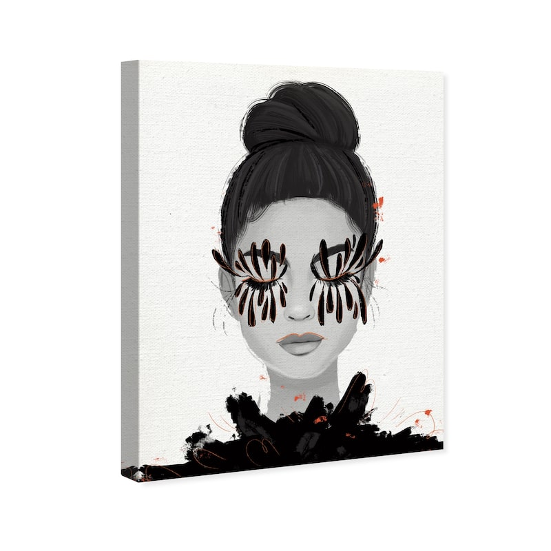 Wynwood Studio Fashion and Glam Eyelash Petals Girl II Black and Glam Wall Art Canvas Print
