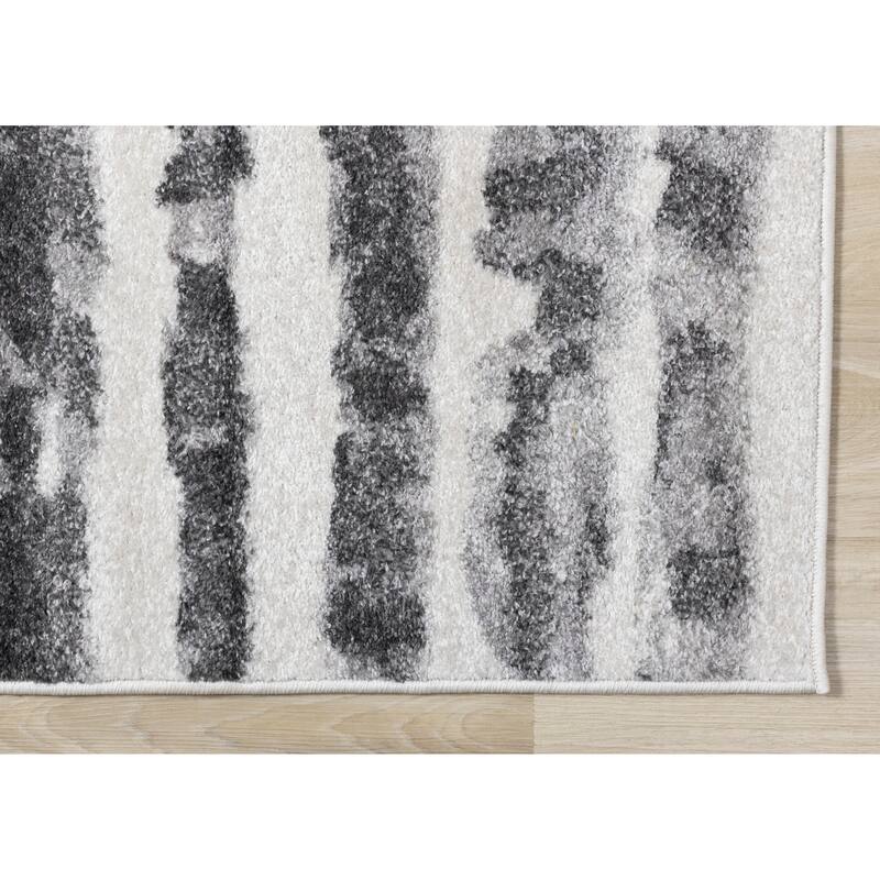 Flynn Collection - Grey Distressed Stripes Rug