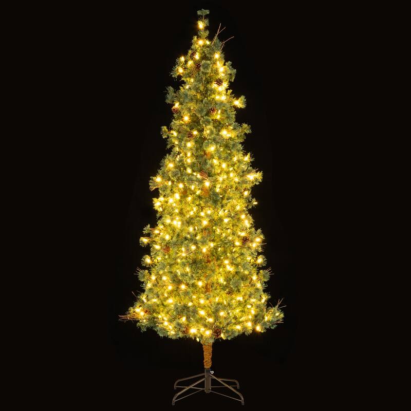 Gymax 8 FT Pre-Lit Artificial Christmas Tree Cashmere Xmas Tree w/ 702