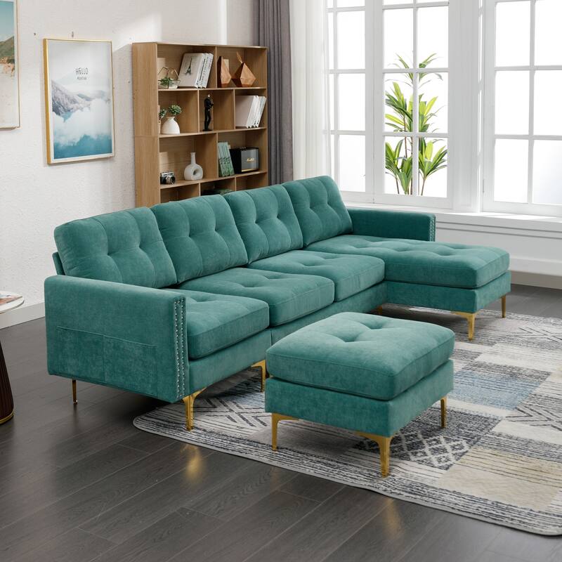110" L-Shape Convertible Sectional Sofa Couch