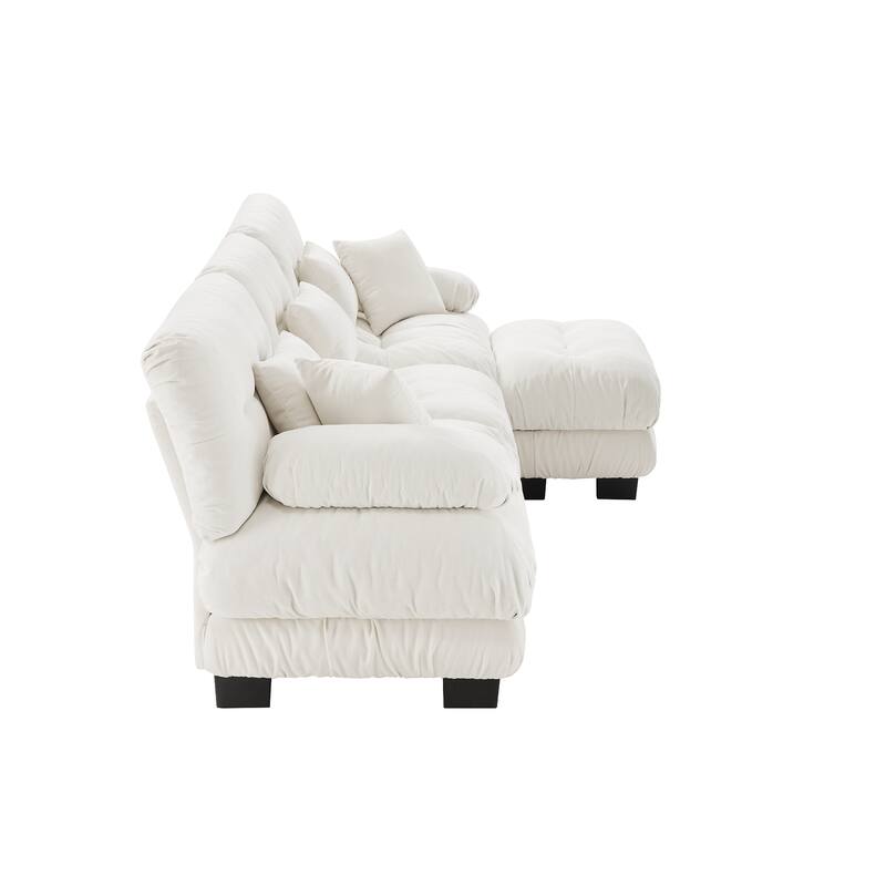 Oversized Upholstered Modular Sectional Couch, 133" L Shaped Deep Seat Sofa Set with Movable Ottoman for Living Room, Apartment
