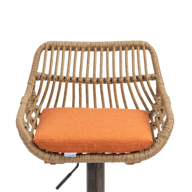 Set of 2 Swivel Bar Stools Adjustable Counter Height with Footrest