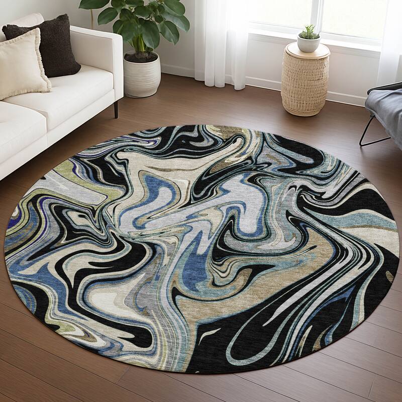 Machine Washable Indoor/ Outdoor Contemproary Fusion Chantille Rug