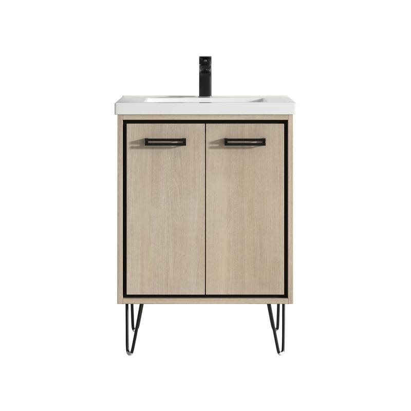 Mitchell 24" Single Bathroom Vanity Set - Tan-Black Trim