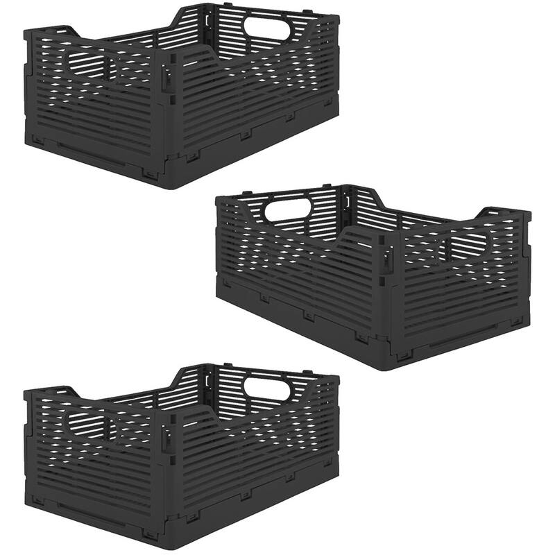OnDisplay Stackable Folding Desk/Beauty/Closet Storage Crate - Foldable Space Saving Bins