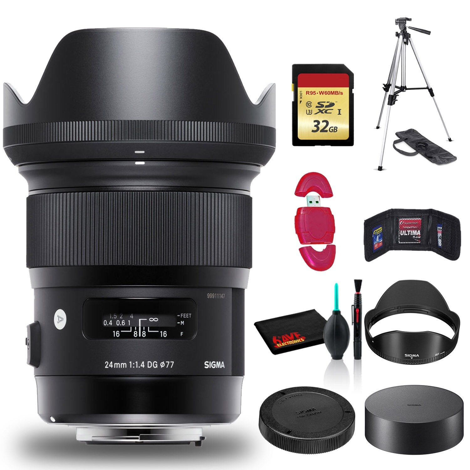 Sigma 20mm F 1 4 Dg Hsm Art Lens For Nikon F Cleaning Kit Tripod And 32gb Mem Overstock 32010219