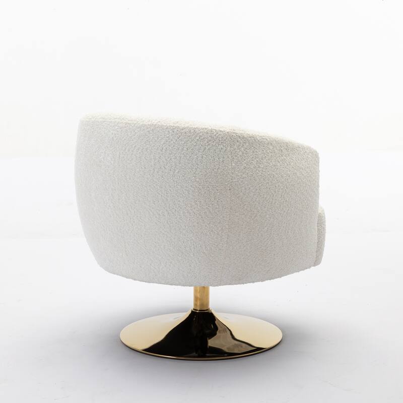Accent Swivel Chair With Gold Metal Round Base