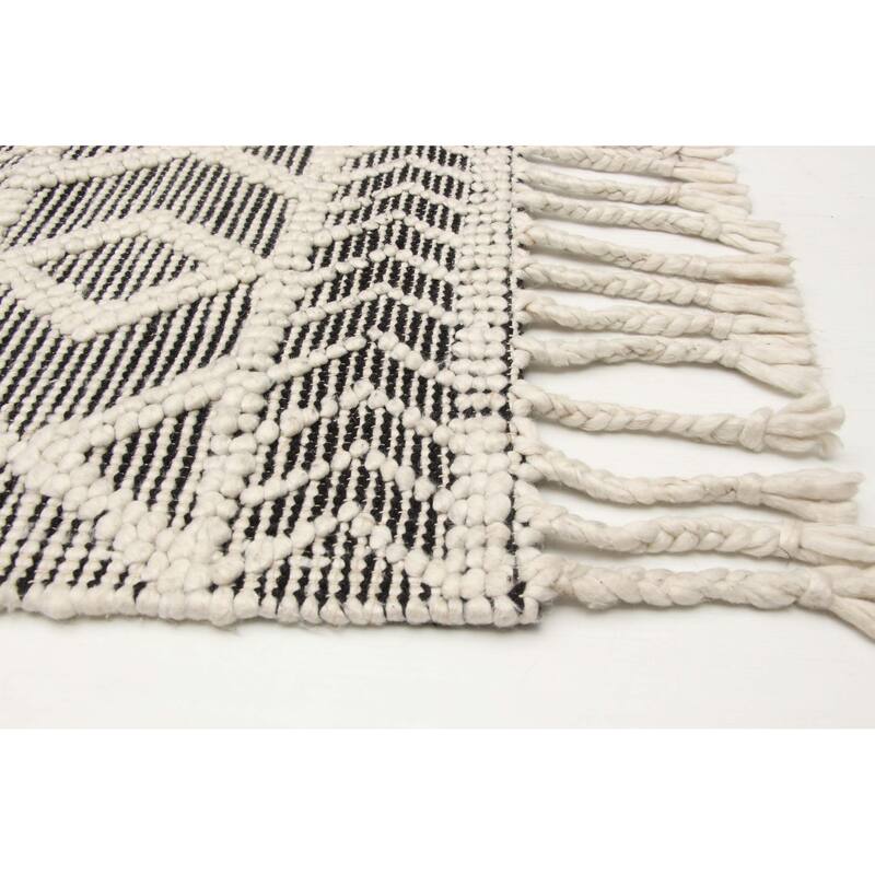 ECARPETGALLERY Braid weave Sienna Black Wool Rug - 4'11 x 8'3