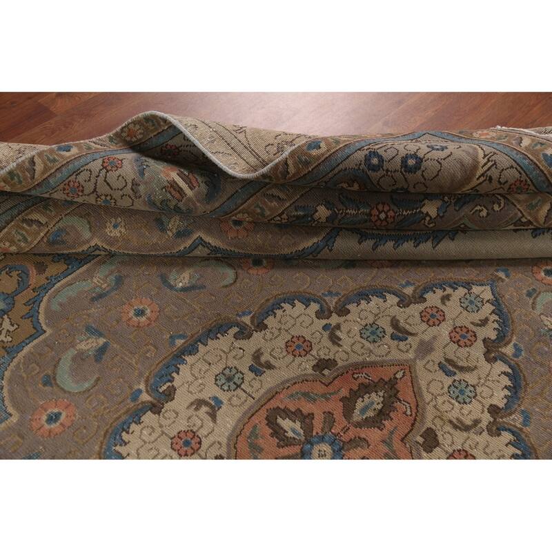 Tabriz Persian Vintage Area Rug Hand-Knotted Wool Carpet - 9'8"x 12'9"