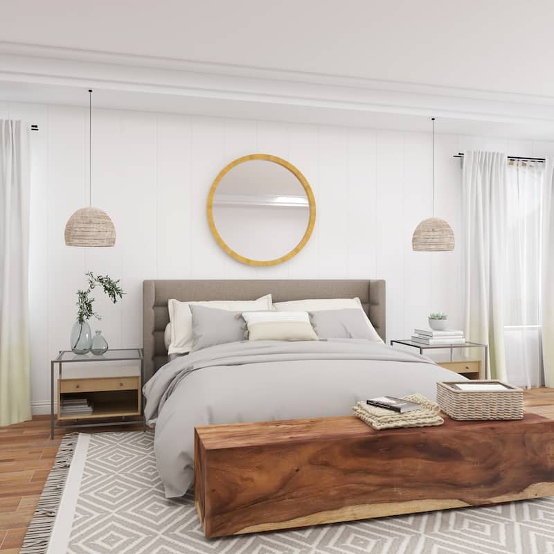 Wood Minimalistic Room Wall Mirror - Brown - Roche River Decor