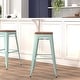 preview thumbnail 8 of 7, 30" High Backless Barstool with Square Wood Seat Mint Green