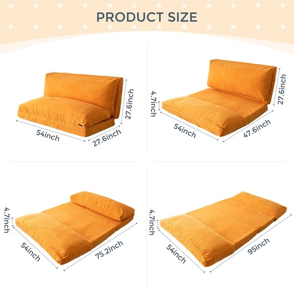 dimension image slide 10 of 31, Corduroy Bean Bag Folding Sofa Bed