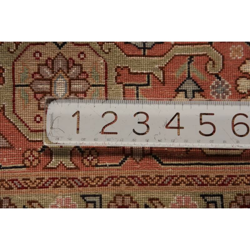 Geometric Tabriz Oriental Rug Handmade Wool Carpet - 5'1" x 6'11"
