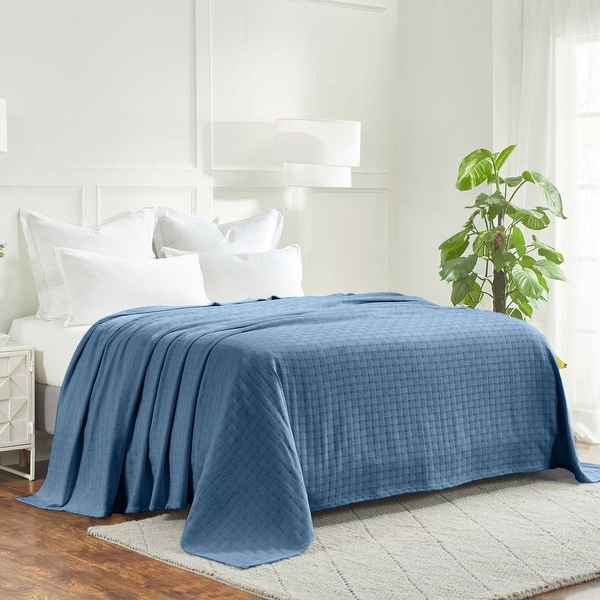 Superior Basketweave All-Season Bedding Cotton Blanket - On