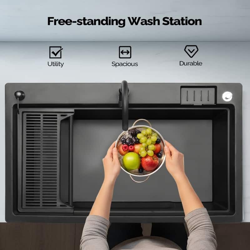 40 In.W Utility Sink Washing Room Sink Big Laundry Tub With Faucet - N/A