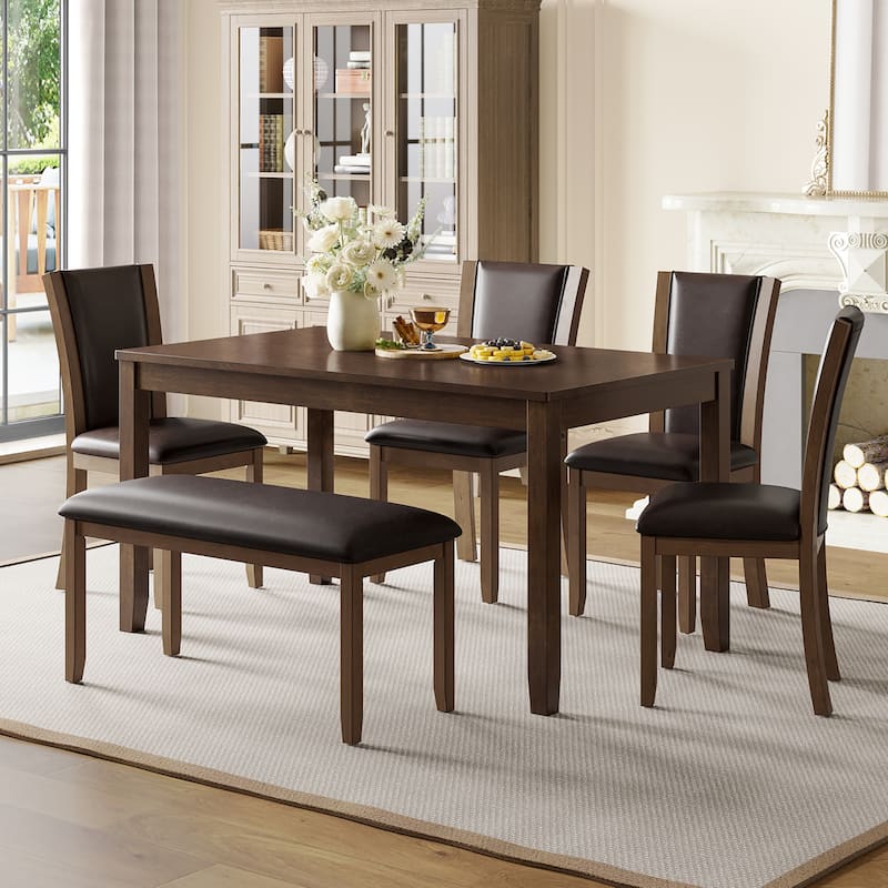 GDFStudio - Milo Modern Upholstered Wooden Dining Chairs, Foam Padded Seat & High Backrest, Set of 4 - 17"W - Dark Walnut - 17"W