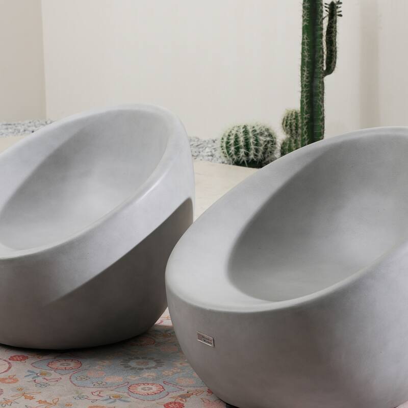 Set of 2 Outdoor Grey Imitation-Wood Stool Sofa