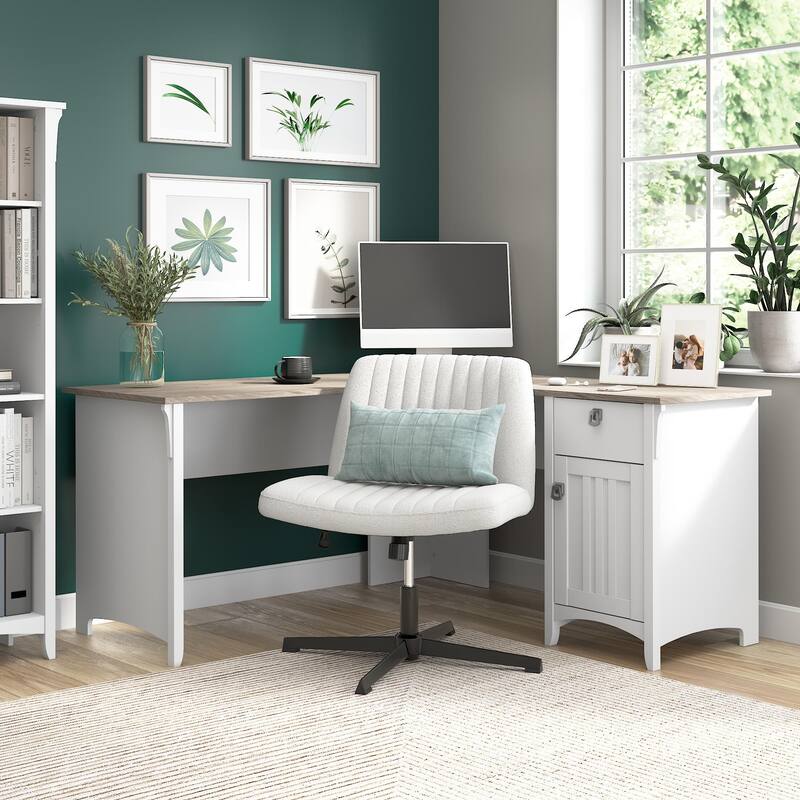 Bush Furniture Salinas 60W L Shaped Desk with Drawers and Storage