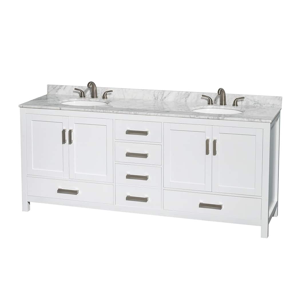 Wyndham Collection Sheffield 80" Freestanding Vanity Set with Hardwood