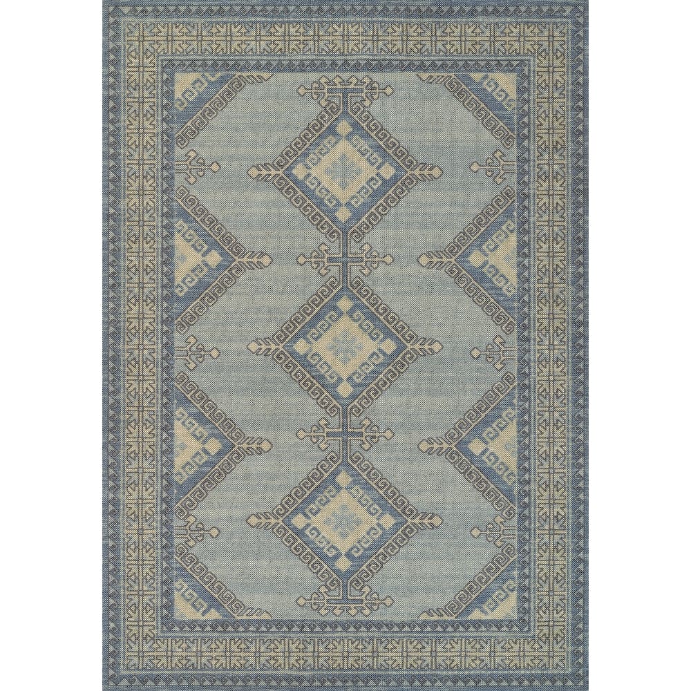 Momeni Anatolia Medallion Wool and Nylon Blue Area Rug