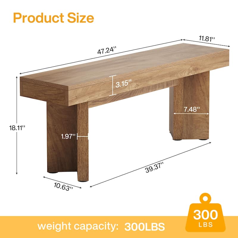 Wooden Entryway Bench, 47" Farmhouse Long Dining Benches Seat
