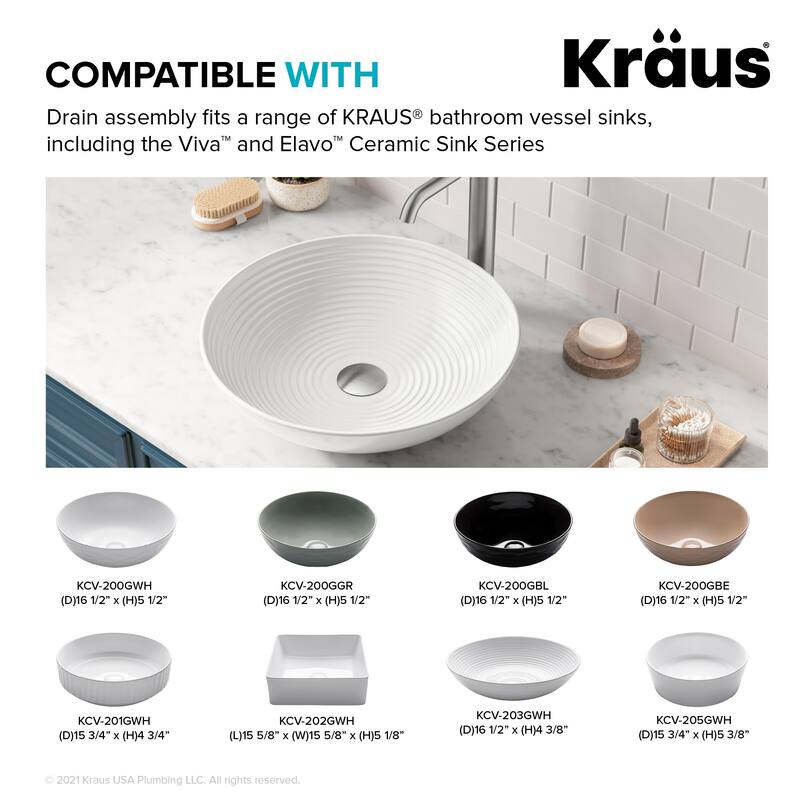 Kraus Pop-Up Drain Assembly Without Overflow