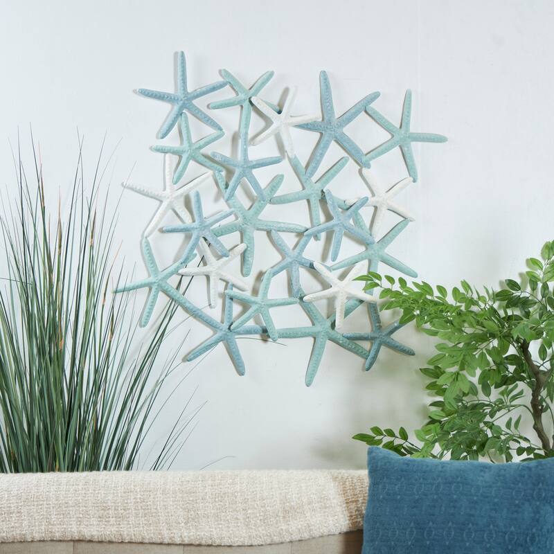 Metal Starfish Overlapping Wall Decor - Light Blue - Roche River Decor