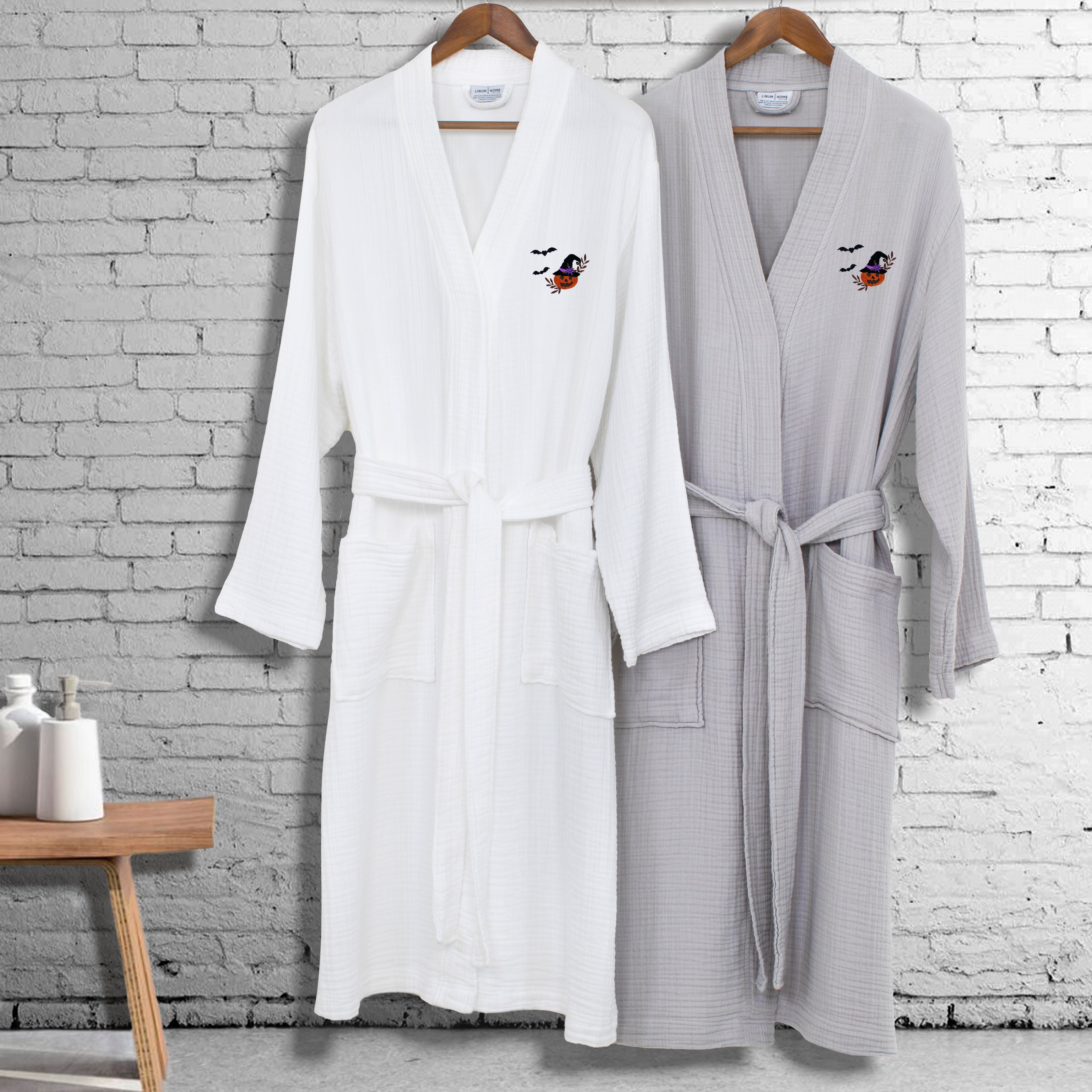 Authentic Hotel and Spa 100% Turkish Cotton Unisex Smyrna Bath Robe with - Picture 8 of 20