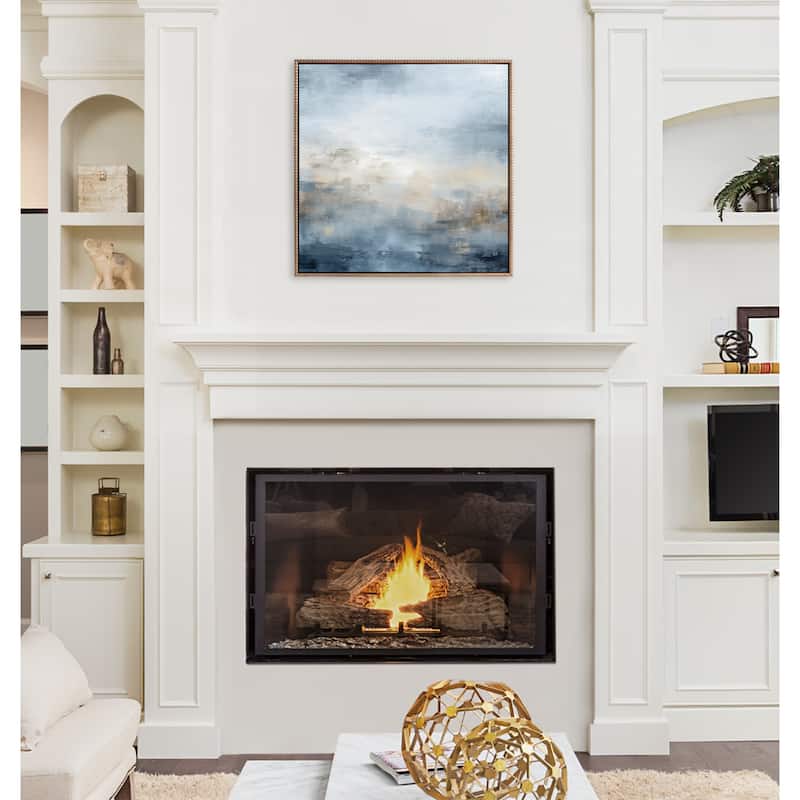 Kate and Laurel Sylvie Tonal Blue Framed Canvas by Creative Bunch Studio