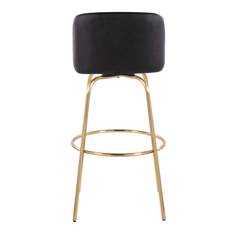 Silver Orchid Vallberga 30" Fixed-Height Bar Stool with Metal Base & Round Gold Footrest (Set of 2)