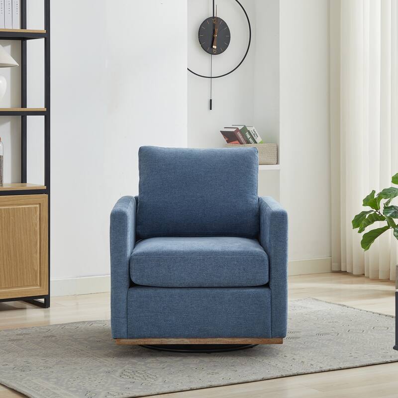 Square Upholstered Swivel Accent Chair and Comfy Accent Single Sofa Chair, 360 Degree Club Chair, Lounge Armchair