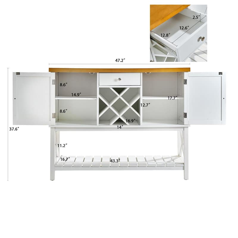 Anmytek Farmhouse Bar cabinet Console Table with 2-Door Cabinet & 1 Drawers,Sofa Tables Buffet Sideboard