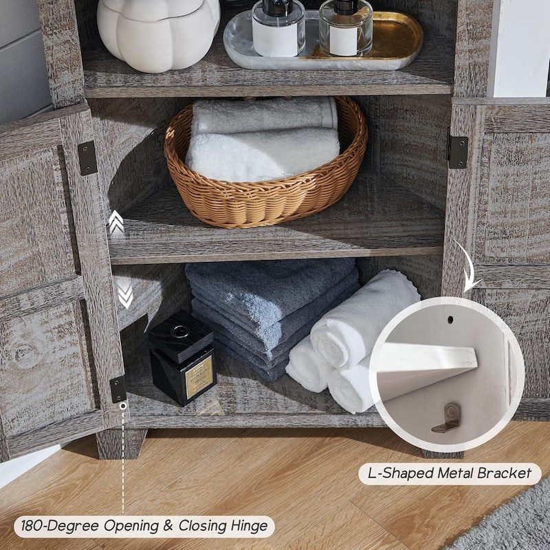 Farmhouse Corner Bathroom Cabinet, Small Corner Cabinet with Barn Door - N/A
