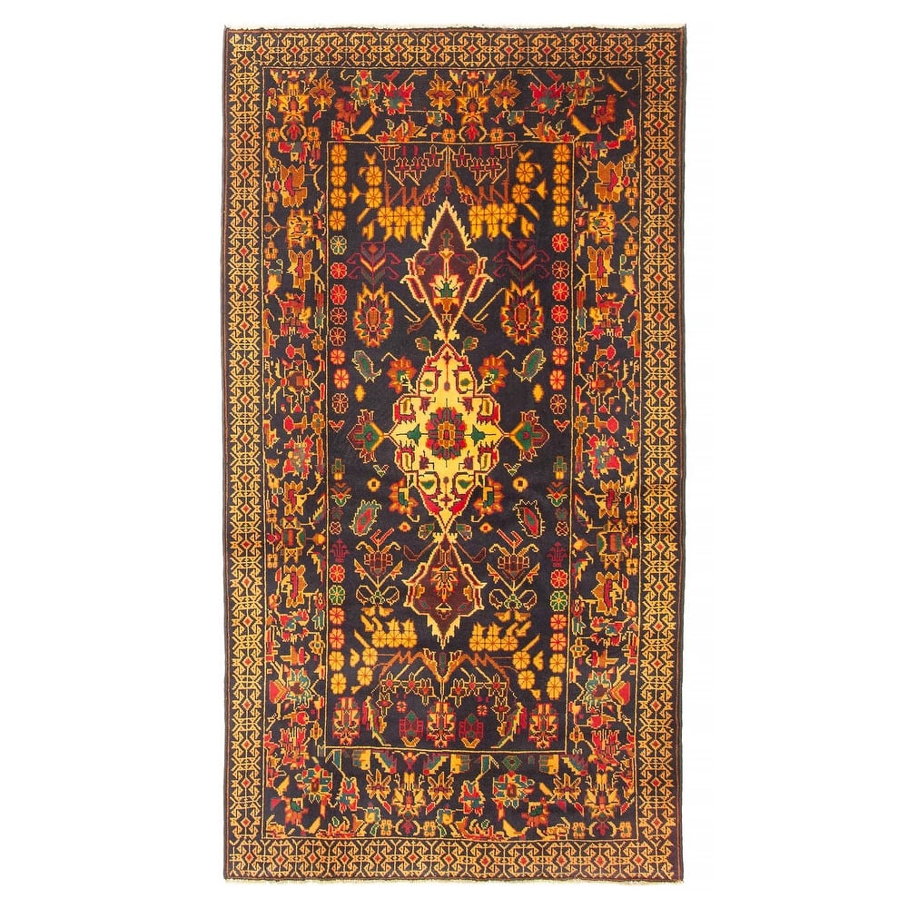 ECARPETGALLERY Hand-knotted Teimani Black Wool Rug - 3'8 x 6'9