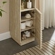 preview thumbnail 5 of 8, Render Tall Narrow Faux Travertine Linen Storage Cabinet