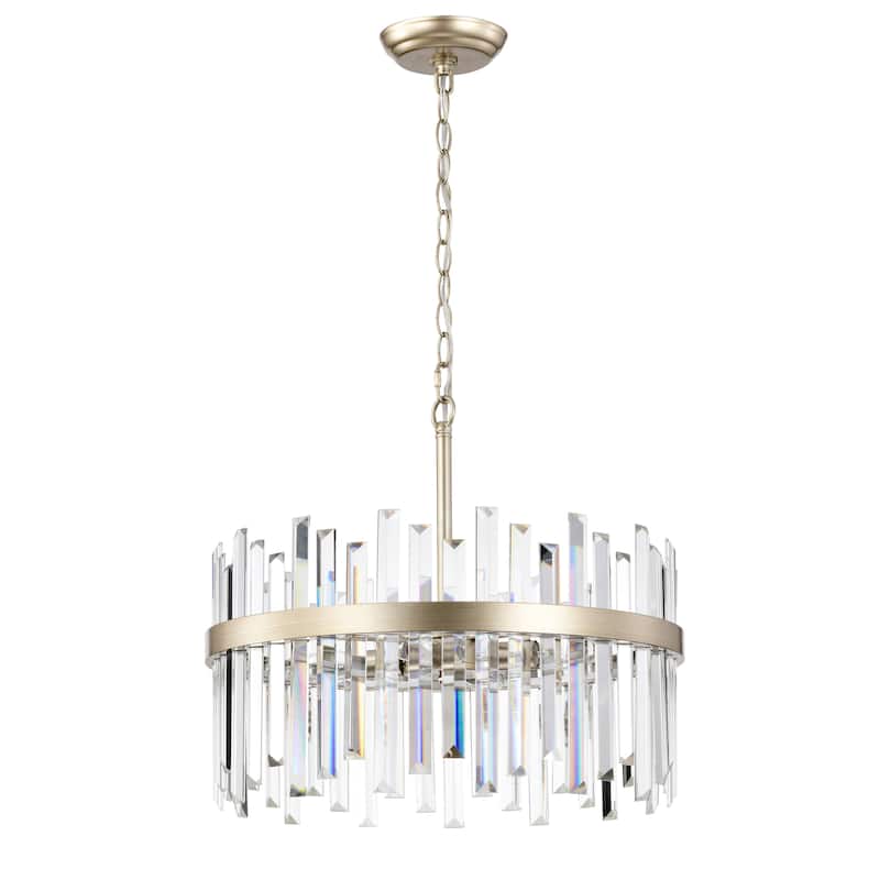 Casandra Brushed Champagne Silver 5-light Drum Crystal Chandelier