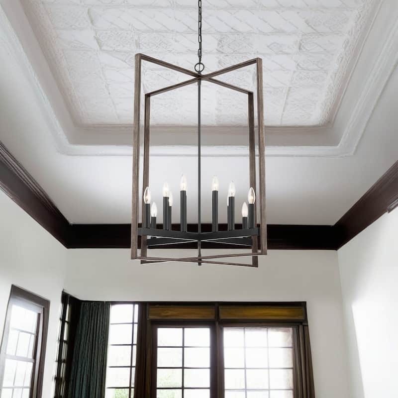 Acroma 12-light Farmhouse Rustic Geometric Chandelier for Entryway - 31 inches
