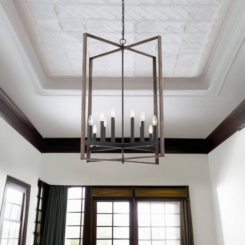 Modern Farmhouse 12-light Geometric Adjustable Metal Candle Chandelier - 31 inches