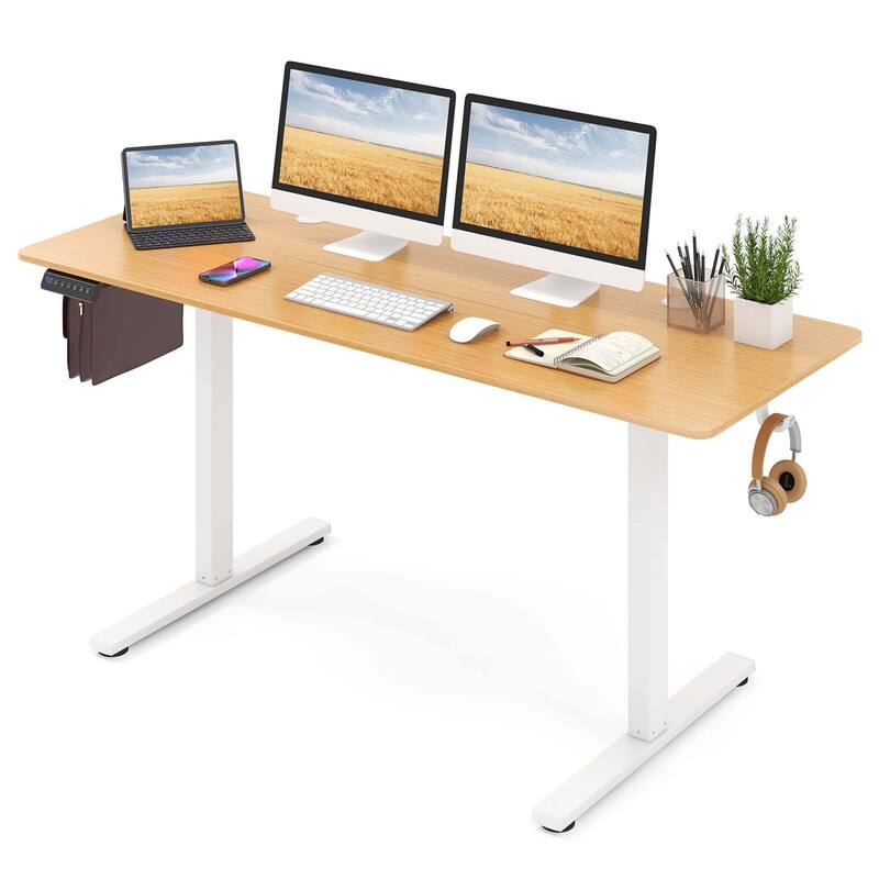 Height Adjustable Electric Standing Desk Extra Large Sit Stand Desk - Natural