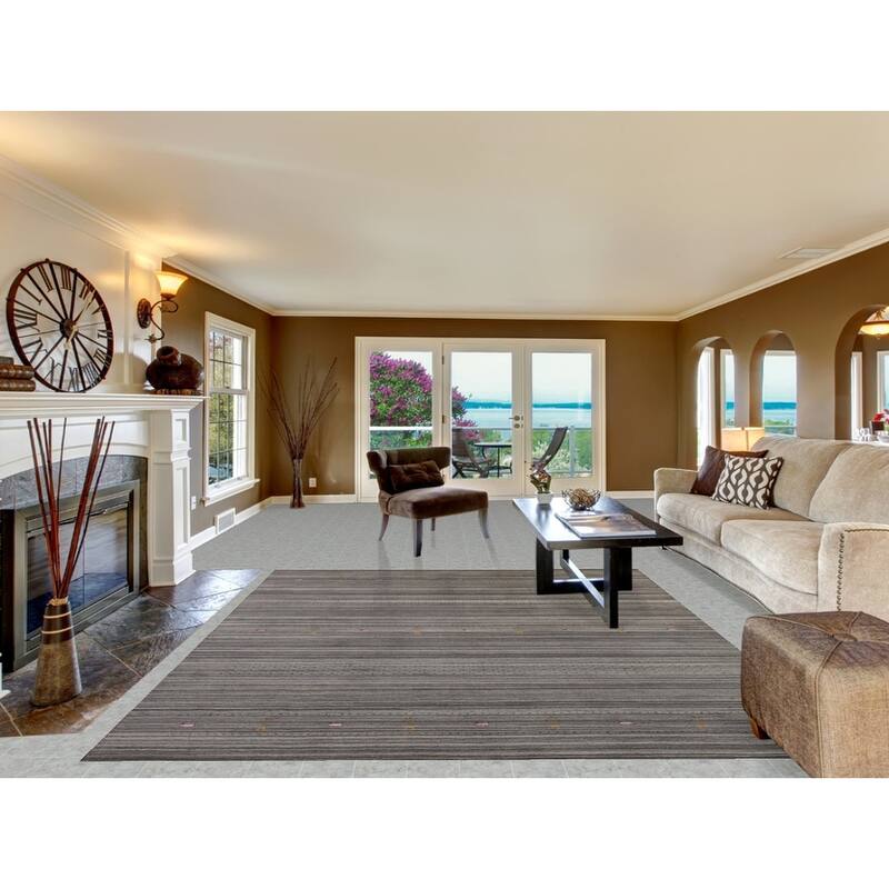 Hand Knotted Oriental 100% Wool Carpet Tribal Tribal Greys & Charcoal Gabbeh Area Rug - 9' 9'' X 8' 1''