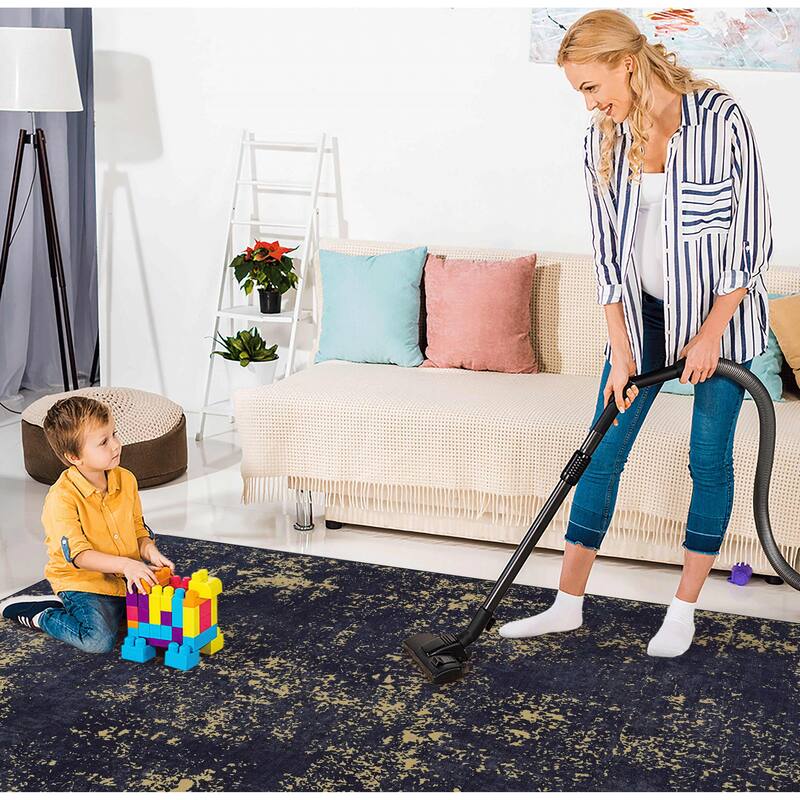 MAVAL Black Washable Non-Shedding Area Rug