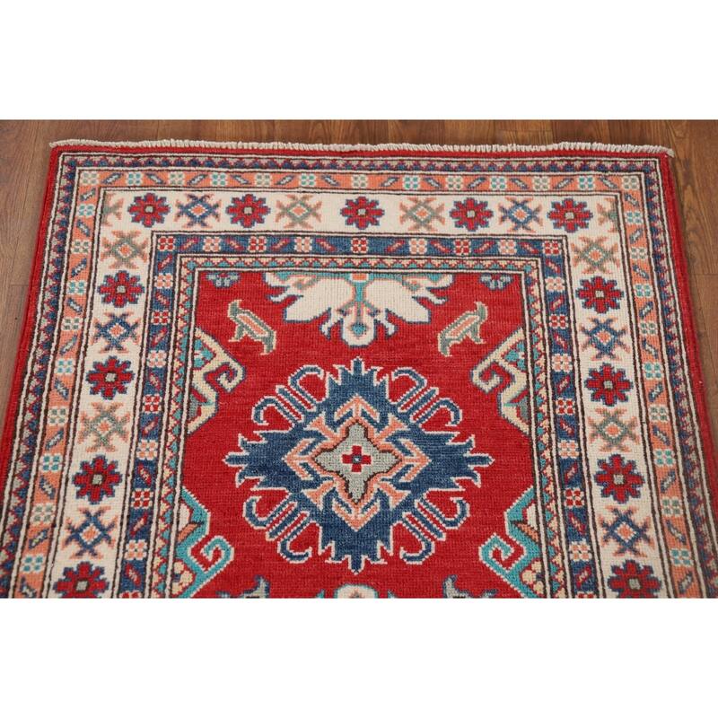 Red Kazak Oriental Runner Rug Handmade Wool Carpet - 2'10" x 9'10"