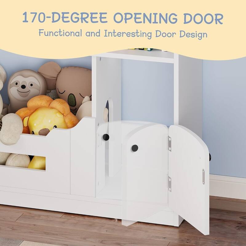 Kids Bookshelf and Toy Storage, Wooden Kids Bookcase with Motion Sensor Light